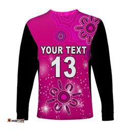 Custom Text and Number Sydney Sixers Long Sleeve T-shirt Cricket Australia Aboriginal
