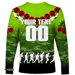 Custom Personalised Sydney Thunder ANZAC Long Sleeve T-shirt Camouflage With Poppy