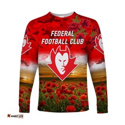 Federal Football Club ANZAC Long Sleeve T-shirt Poppy