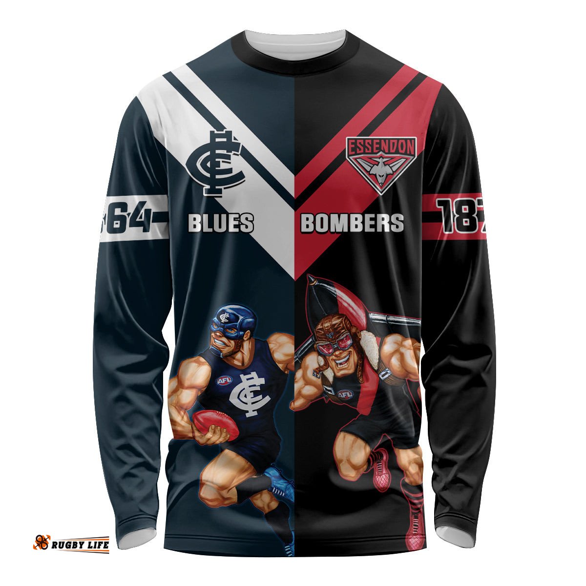 Custom Blues And Bombers Football Long Sleeve T-shirt 2024 Together Sporty