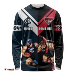 Custom Blues And Bombers Football Long Sleeve T-shirt 2024 Together Sporty