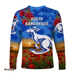 South Alice Football Club Kangaroos ANZAC Long Sleeve T-shirt Poppy