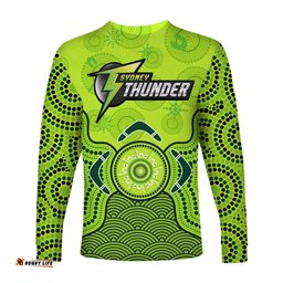 Sydney Thunder Long Sleeve T-shirt Gradient Aboriginal Dot Painting