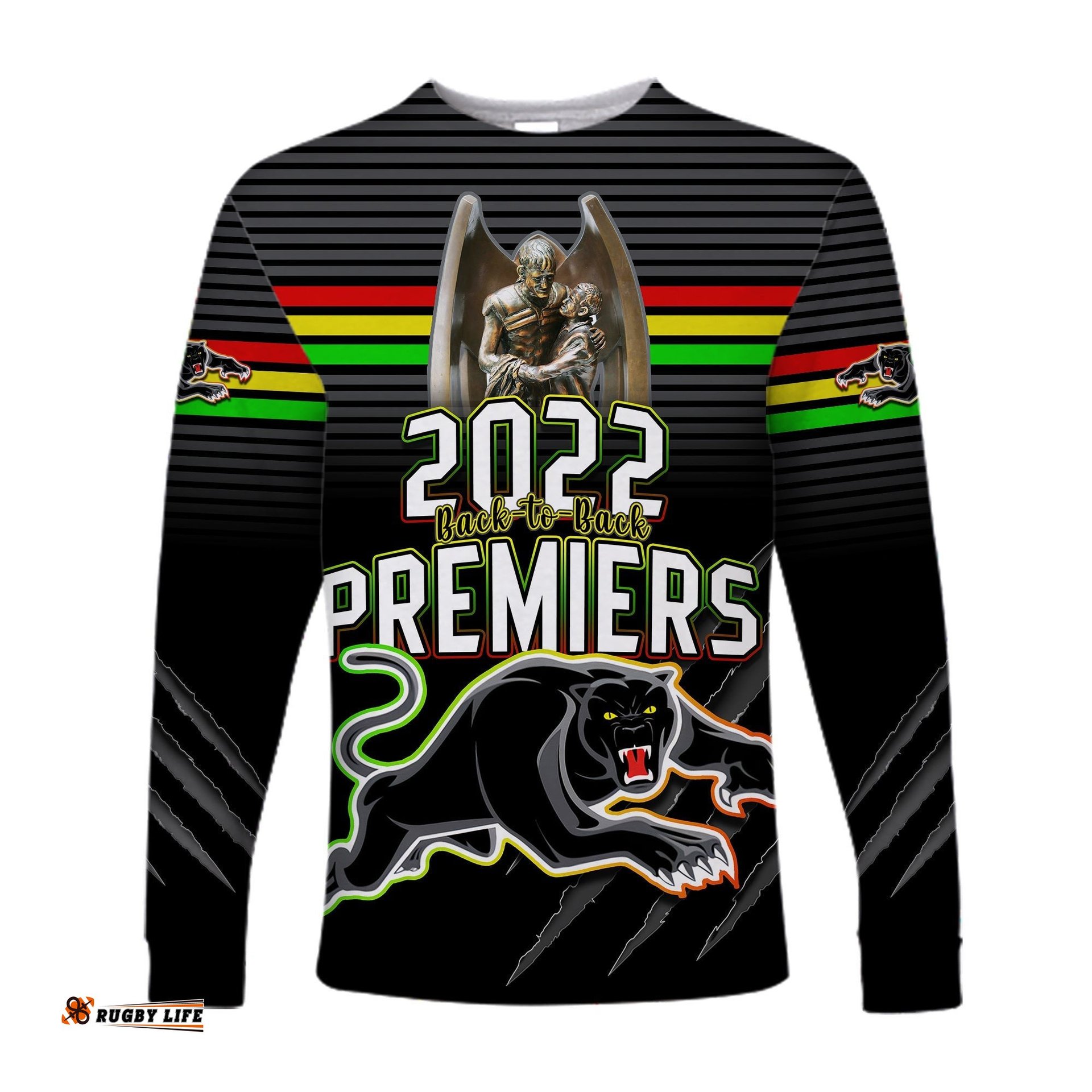 Panthers Proud Long Sleeve T-shirt Back to Back Premiers Version Black