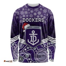 Custom Dockers Football Christmas Long Sleeve T-shirt Merry Xmas Mix Aboriginal Art