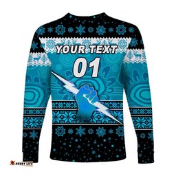 Custom Personalised Port Adelaide Power Long Sleeve T-shirts Christmas Simple Style