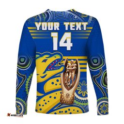 Custom Text And Number Parramatta Rugby Long Sleeve T-shirt Eels Premiers Indigenous Artsy