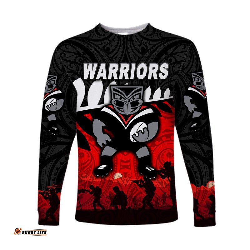 New Zealand Warriors ANZAC Long Sleeve T-shirt Maori Simple Style