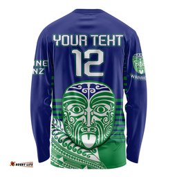 Custom Warriors New Zealand Rugby Long Sleeve T-shirt Maori Face Ta Moko Simple Style