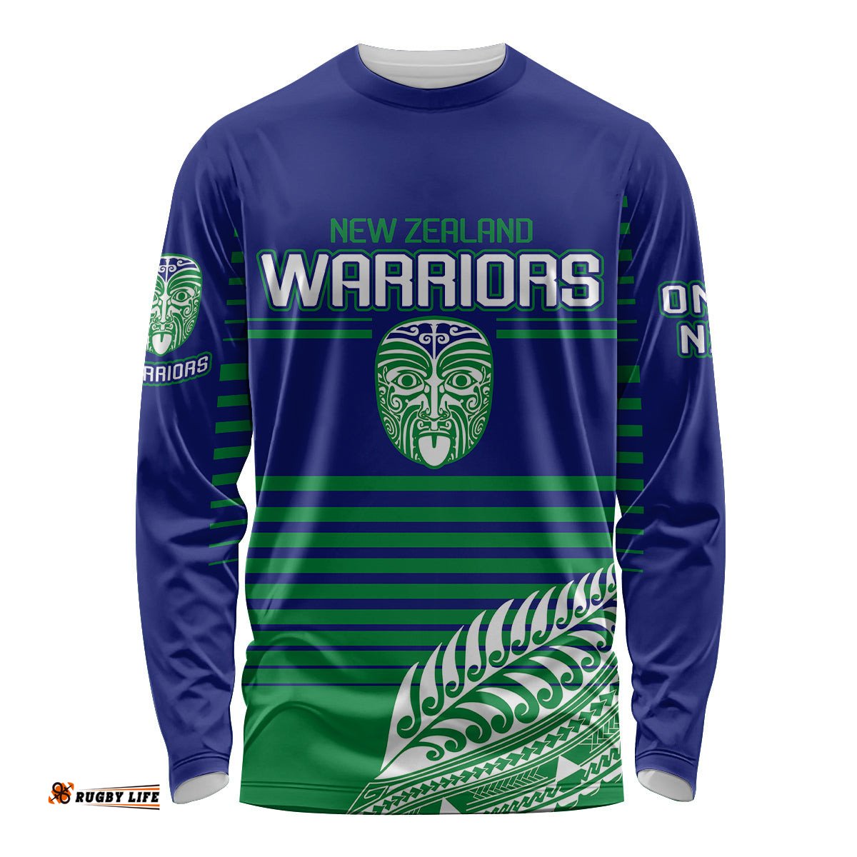 Custom Warriors New Zealand Rugby Long Sleeve T-shirt Maori Face Ta Moko Simple Style