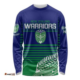 Custom Warriors New Zealand Rugby Long Sleeve T-shirt Maori Face Ta Moko Simple Style