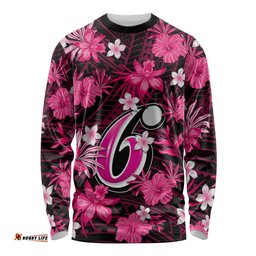 Australian Sixers Cricket Long Sleeve T-shirt Baeuty Pacific Hibiscus and Polynesian Pattern