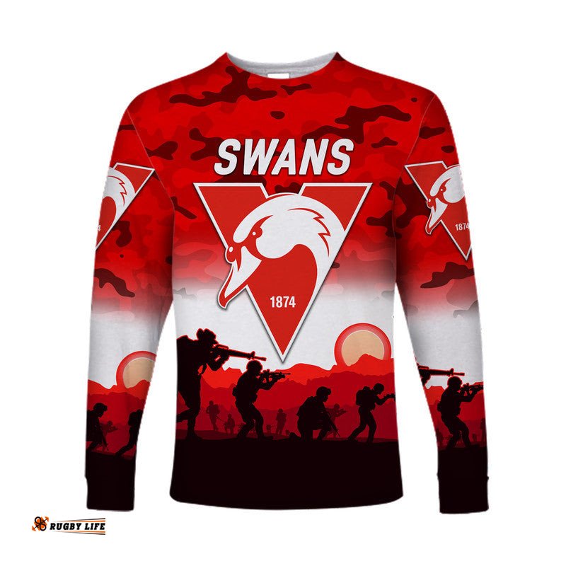 Custom Personalised Sydney Swans ANZAC Long Sleeve T-shirt Simple Style