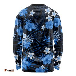Australian Strikers Cricket Long Sleeve T-shirt Baeuty Pacific Hibiscus and Polynesian Pattern