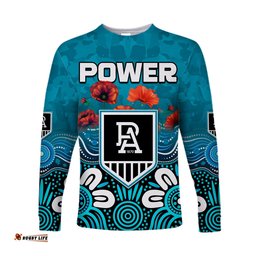 Power Anzac Long Sleeve T-shirt Port Adelaide Aboriginal Remember Them