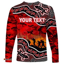 Custom Personalised Anzac Day NRL Dolphins Long Sleeve T-shirt Aboriginal Lizard Patterns