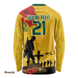 Australia Socceroos Soccer ANZAC Custom Long Sleeve T-shirt Gallipoli Soldier With Camouflage Art
