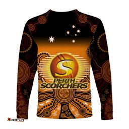 Perth Scorchers Long Sleeve T-shirt Gradient Aboriginal Dot Painting