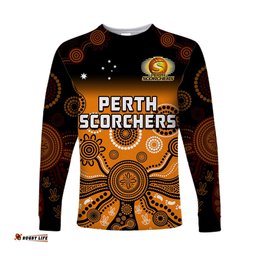 Perth Scorchers Long Sleeve T-shirt Gradient Aboriginal Dot Painting