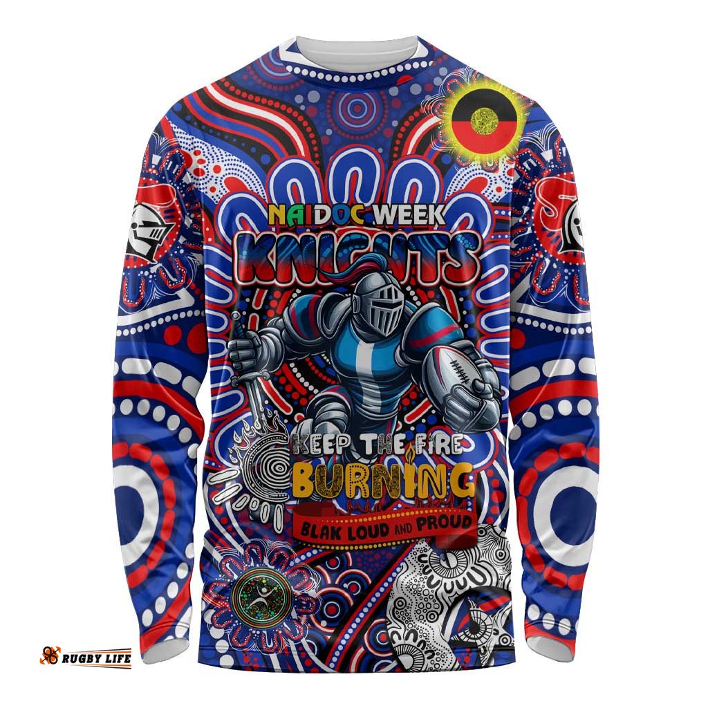 Custom NAIDOC Week 2024 Knights Long Sleeve T-shirt Mascot Rugby