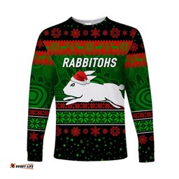 South Sydney Rabbitohs Long Sleeve T-shirts Christmas Simple Style Black