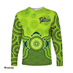 Custom Text And Number Sydney Thunder Long Sleeve T-shirt Gradient Aboriginal Dot Painting