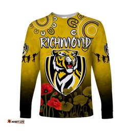 Richmond Anzac Long Sleeve T-shirt Tigers Aboriginal Poppy