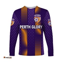 Custom Personalised Perth Glory Long Sleeve T-shirt Soccer Club Original Style Purple