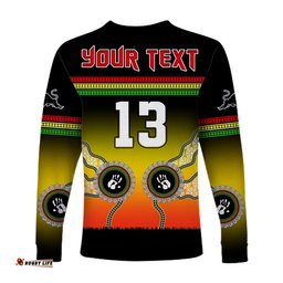 Custom Text and Number Panthers Long Sleeve T-shirt Go The Mighty Penrith Aboriginal