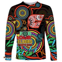 Custom Giants Football Aboriginal Art Long Sleeve T-shirt NAIDOC Indigenous Tribal