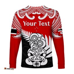Custom Personalised Waitangi Day Long Sleeve T-shirt Tino Rangatiratanga Flag With Tiki Maori Fern