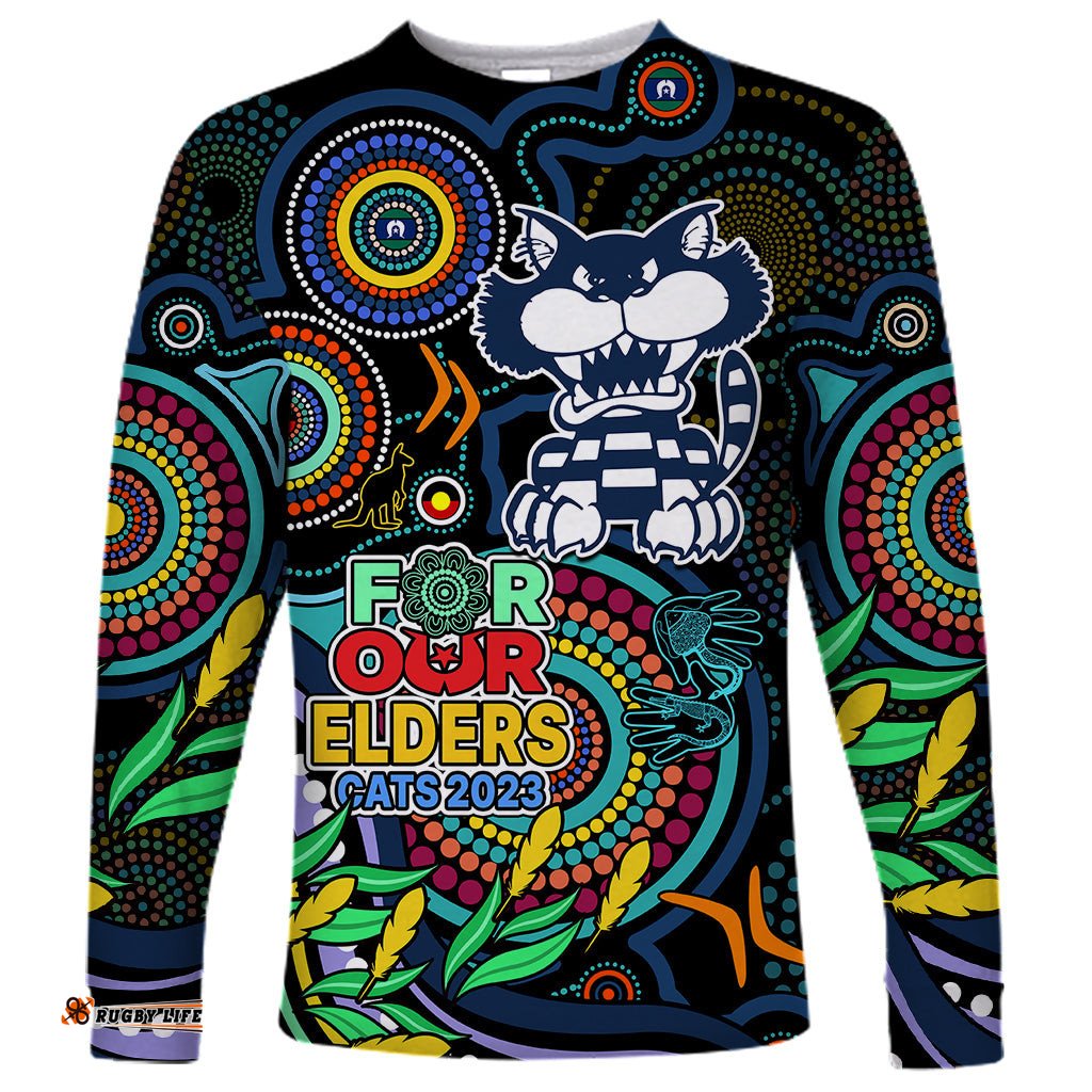 Cats Football Aboriginal Art Long Sleeve T-shirt NAIDOC Indigenous Tribal