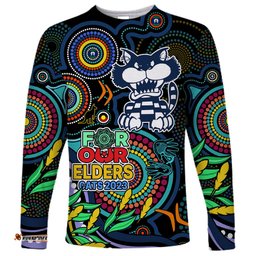 Cats Football Aboriginal Art Long Sleeve T-shirt NAIDOC Indigenous Tribal