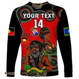 Custom Text And Number Australia NAIDOC Long Sleeve T-shirt Niabali Indigenous For Our Elders