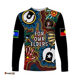 Custom Text And Number Australia NAIDOC Week Long Sleeve T-shirt For Our Elders Indigenous