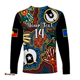 Custom Text And Number Australia NAIDOC Week Long Sleeve T-shirt For Our Elders Indigenous