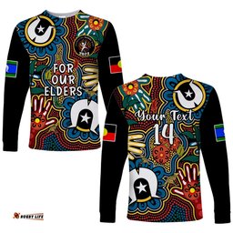 Custom Text And Number Australia NAIDOC Week Long Sleeve T-shirt For Our Elders Indigenous