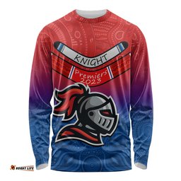 Custom Knights Permier Long Sleeve T-shirt NRL Mascot with Aboriginal