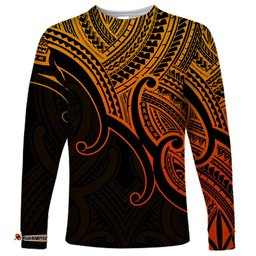 Custom Aotearoa Maori Koru Long Sleeve T-shirt Polynesian Pacific Tribal Gold