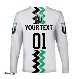 Custom Personalised Western United Long Sleeve T-shirt Soccer Club Original Style White