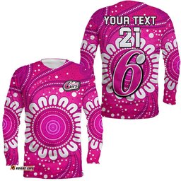 Custom Personalised Sydney Sixers Cricket Long Sleeve T-shirt Aboriginal