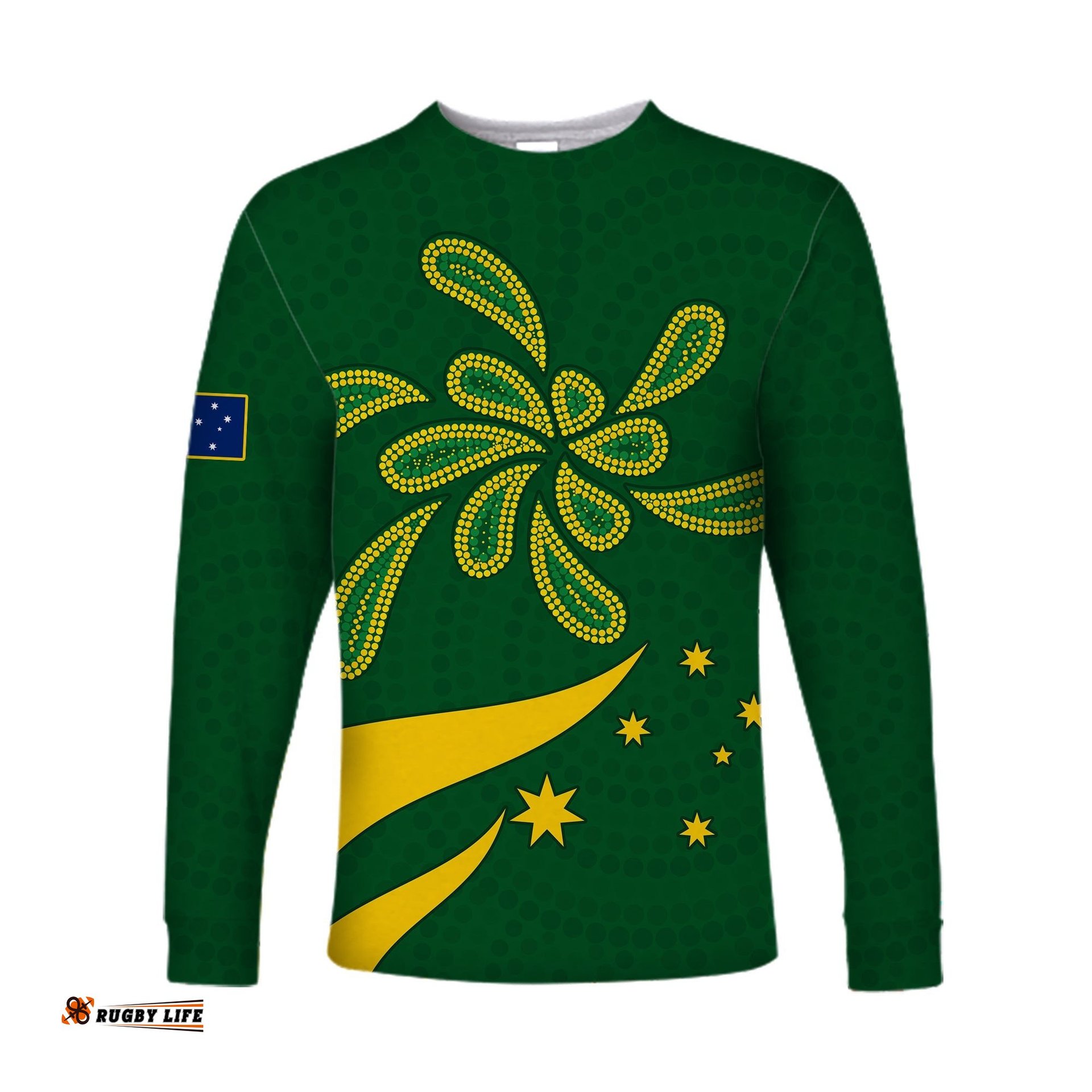 Green and Gold Long Sleeve T-shirt Australia National Colours