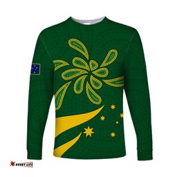 Green and Gold Long Sleeve T-shirt Australia National Colours