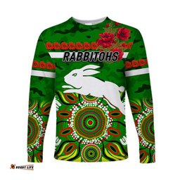 South Sydney Rabbitohs ANZAC Long Sleeve T-shirt Indigenous Green