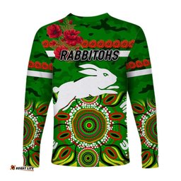 South Sydney Rabbitohs ANZAC Long Sleeve T-shirt Indigenous Green