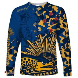 Custom Text And Number NRL ANZAC Parramatta Eels Long Sleeve T-shirt Camouflage