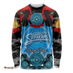 Adelaide Strikers ANZAC 2024 Long Sleeve T-shirt Lest We Forget Poppy Mix Camouflage