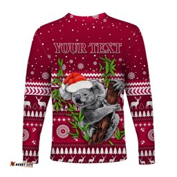 Custom Personalised Reds Christmas Long Sleeve T-shirt Queensland Rugby Indigenous