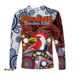 Roosters Rugby Long Sleeve T-shirt Easts 1908 Aboriginal Artsy Premiers