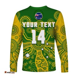 Custom Text And Number Cricket Australia Long Sleeve T-shirt Aussie Indigenous Special Version 2